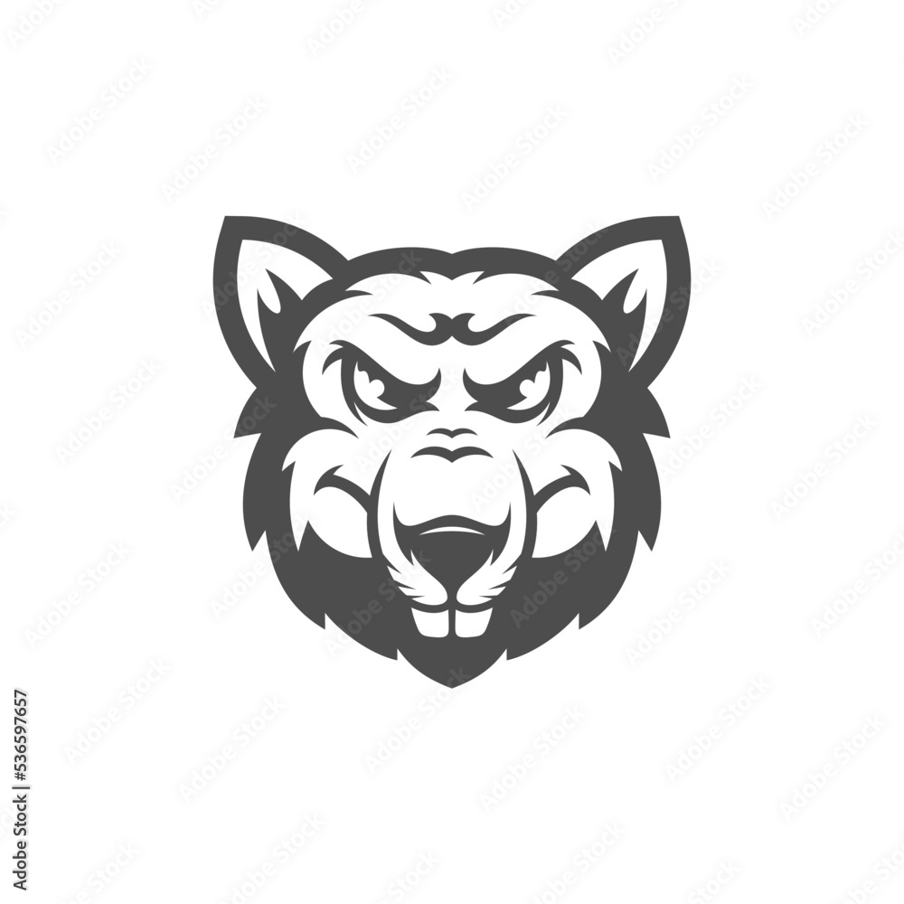 Rat head mascot esport logo template, Rat logo design vector