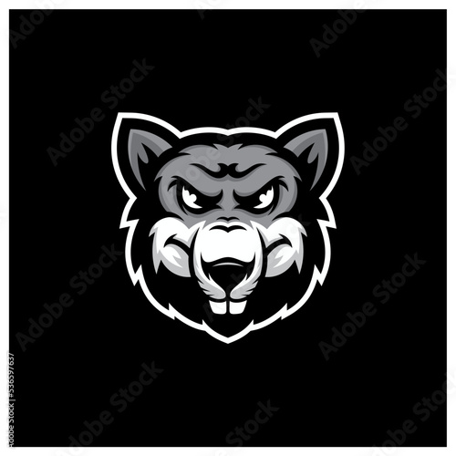 Rat head mascot esport logo template, Rat logo design vector