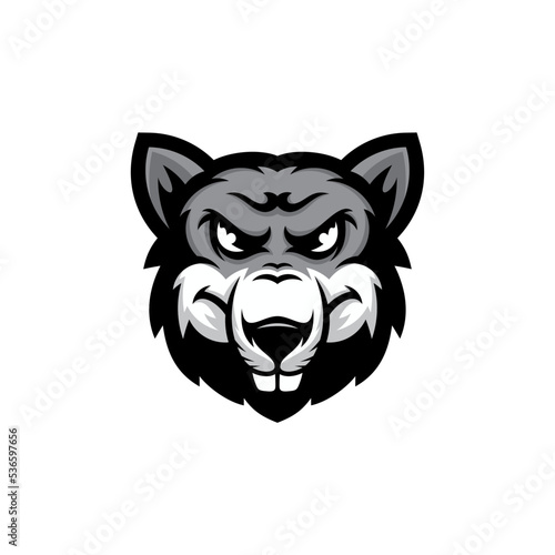 Rat head mascot esport logo template, Rat logo design vector