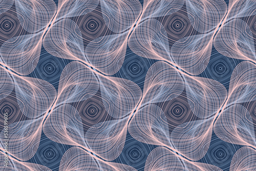 Organic lines geometric shapes optical illusion seamless pattern.