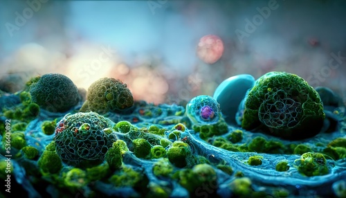 illustration of cell. concept art. microscopic. biological.