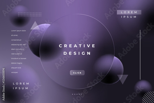 Morph Background Gradient Color Dark Purple Deluge with Circle Shape Glass Effect Frame Title Text. Poster, Banner, Presentation, Wallpaper Mobile and Desktop.