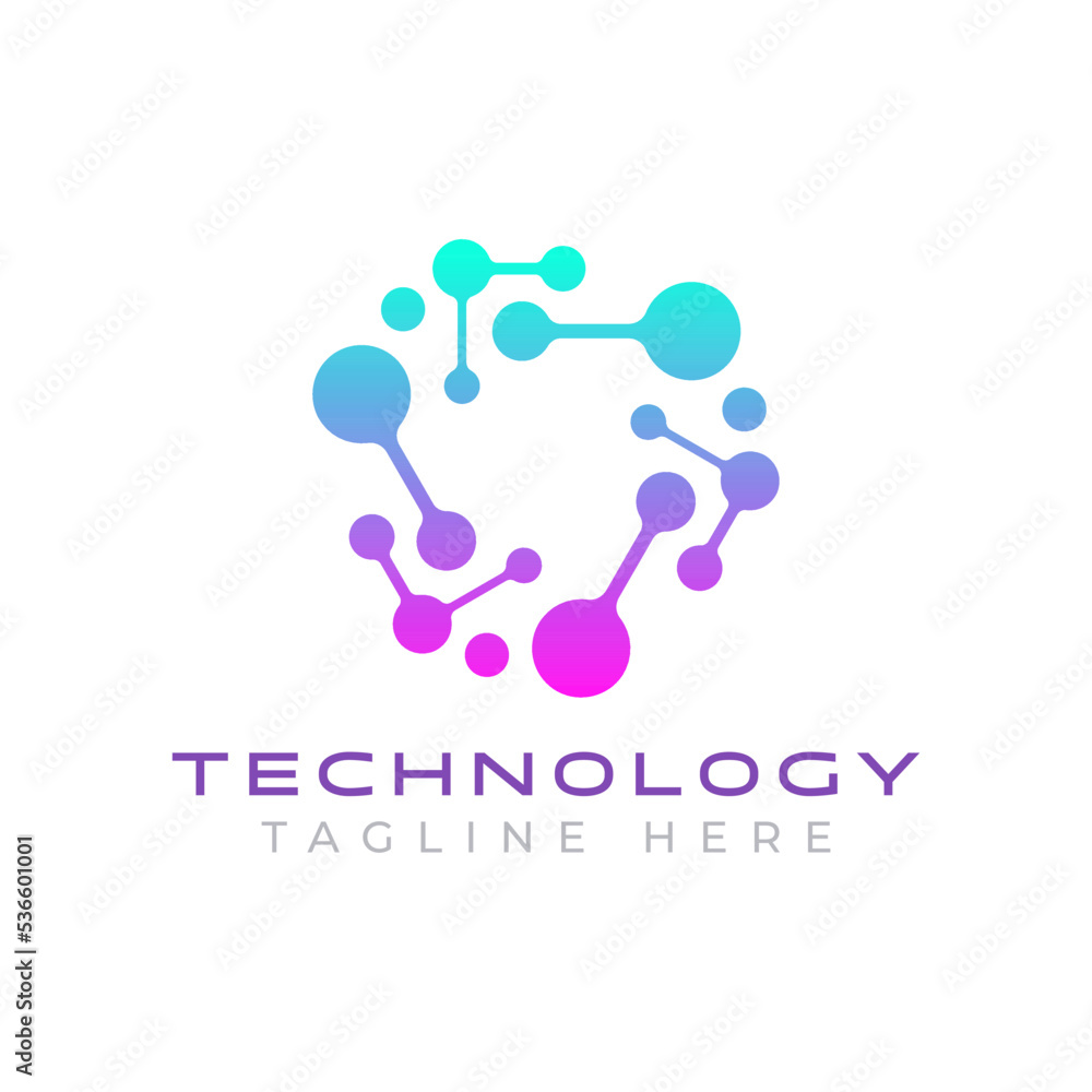 Logo Business Digital Network Technology and Science with Creative Concept Brand Identity. Communication, Investment, Market, Finance, Economy, Chemist, Biology.