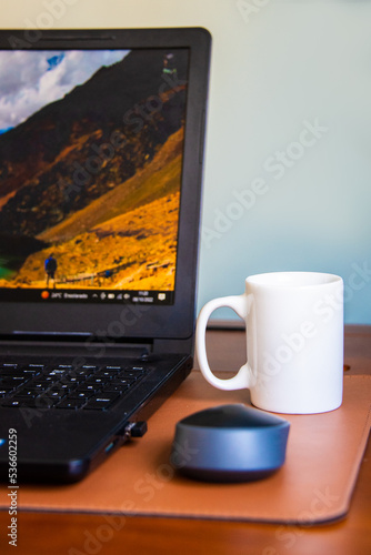 laptop and coffee cup