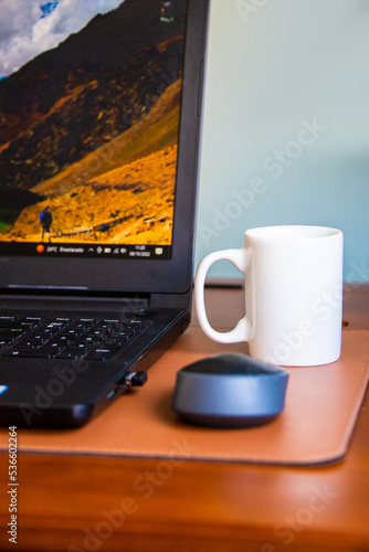 laptop and cup of coffee