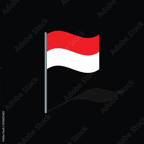Free Download Indonesia flag on pole vector graphics - GFXLoad