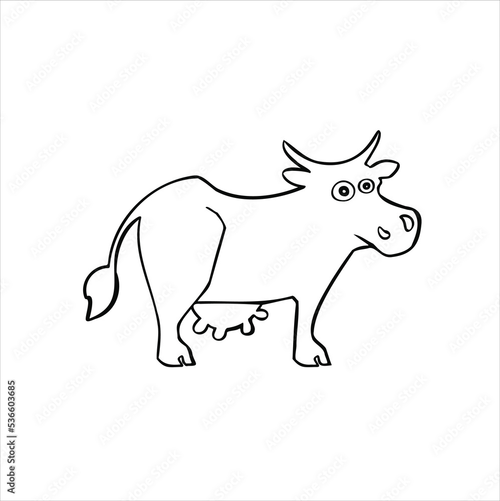 cartoon line sketch cow heifer vector