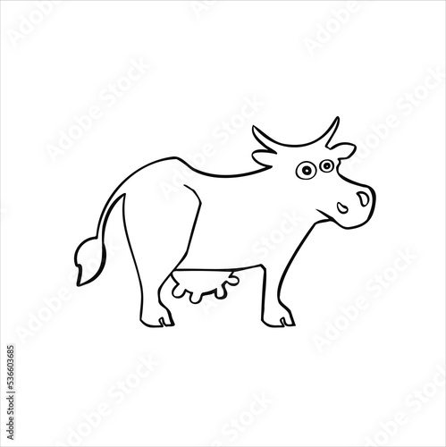 cartoon line sketch cow heifer vector © irina
