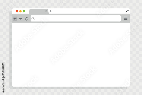 Blank browser window. Simple web browser window vector. Internet empty page concept. Empty web page mockup. Vector illustration photo