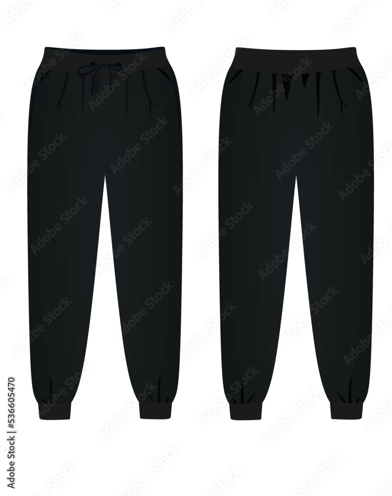 Black tracksuit bottom. vector illustration Black tracksuit bottom. vector illustration