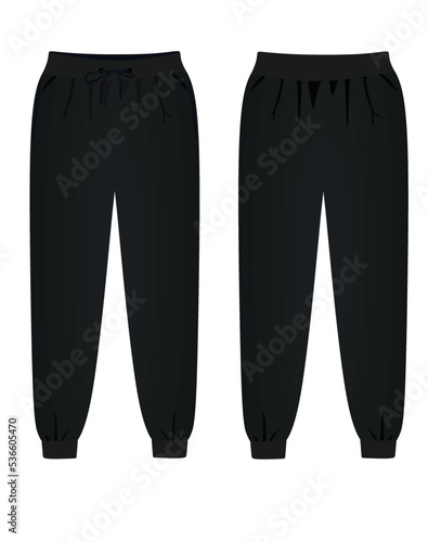 Black  tracksuit bottom. vector illustration