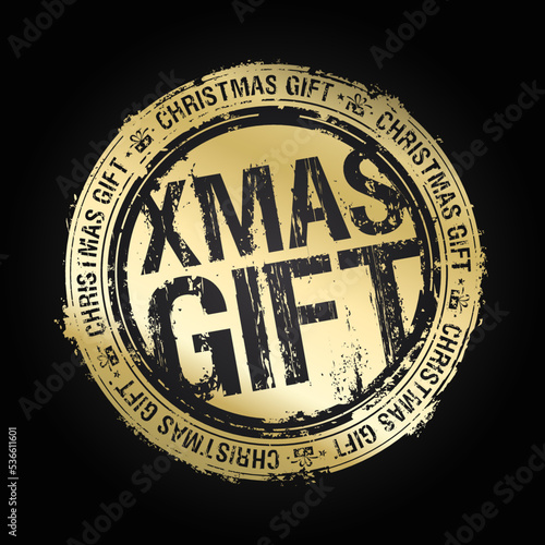 Xmas gift vector rubber stamp imprint