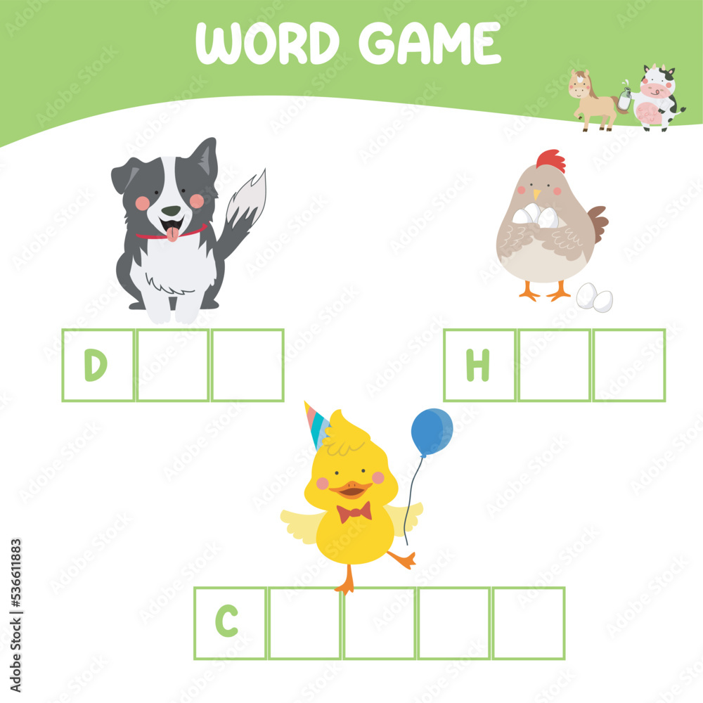 Word game worksheet Complete animals name worksheet Educational Word game worksheet Complete animals name worksheet Educational