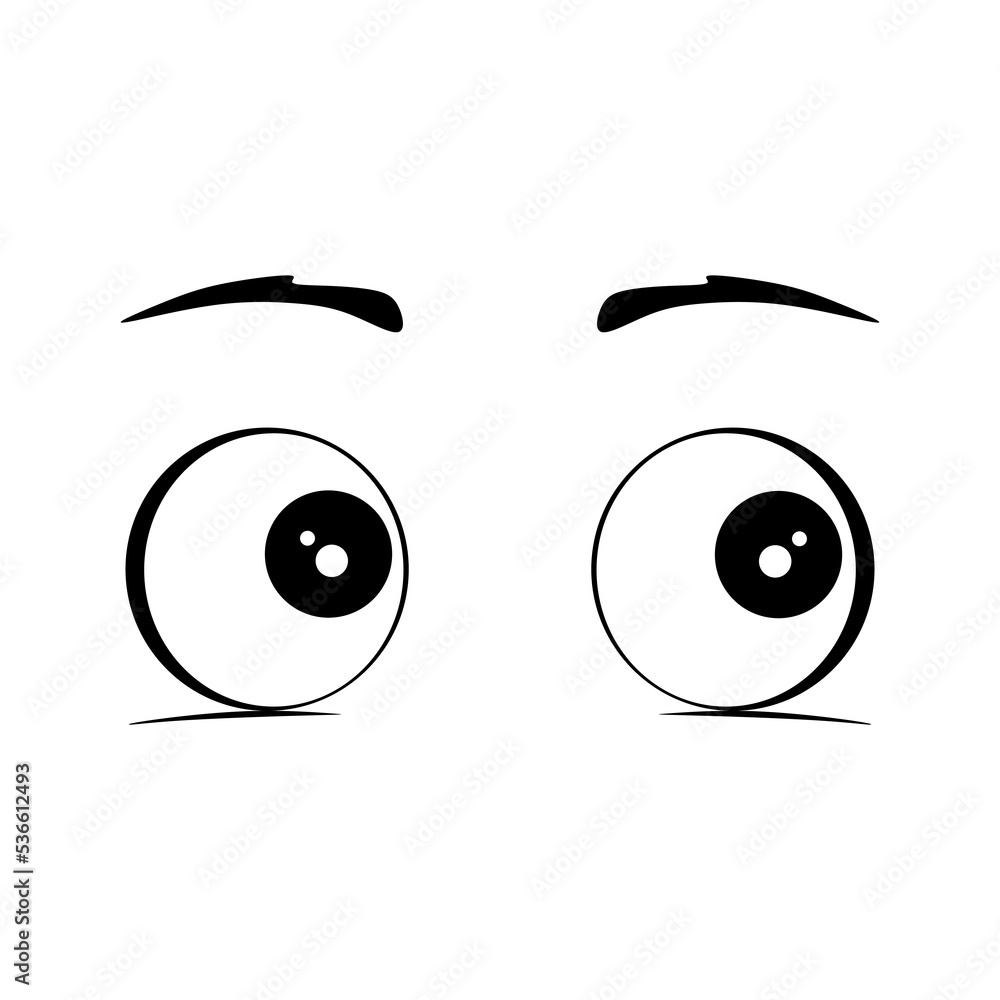 Isolated cartoon view. Cartoon look to the right. Vector illustration. Isolated cartoon view. Cartoon look to the right. Vector illustration.