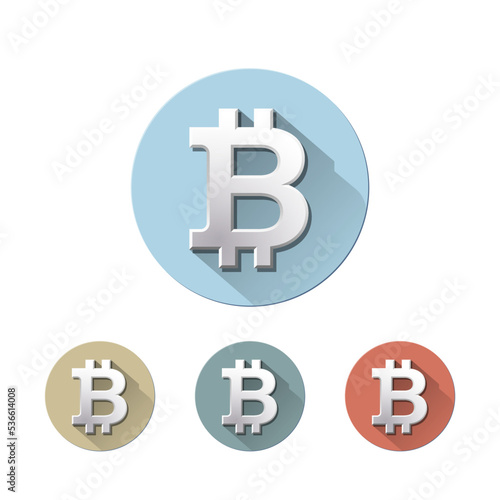 Bitcoin icon. Symbol crypto currency on paper label
