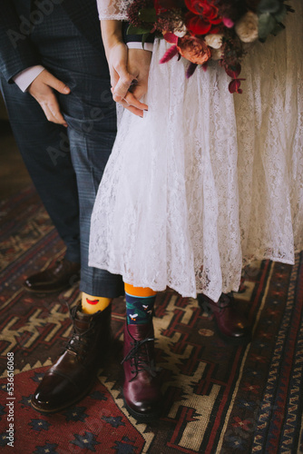 shoes for a wedding dress. stylish clothes for the wedding. Funny socks for a wedding. winter wedding