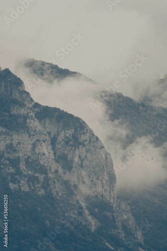 clouds in the mountains