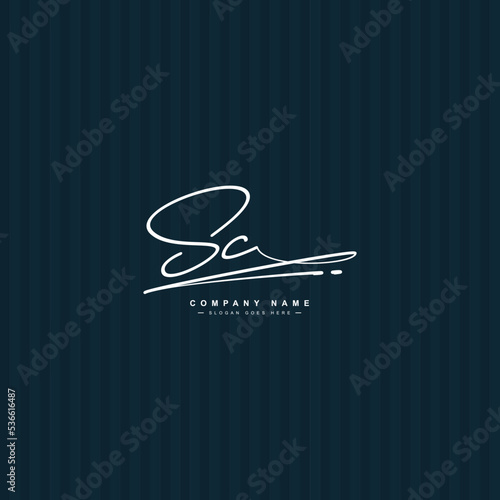 Initial Letter SC Logo - Handwritten Signature Logo