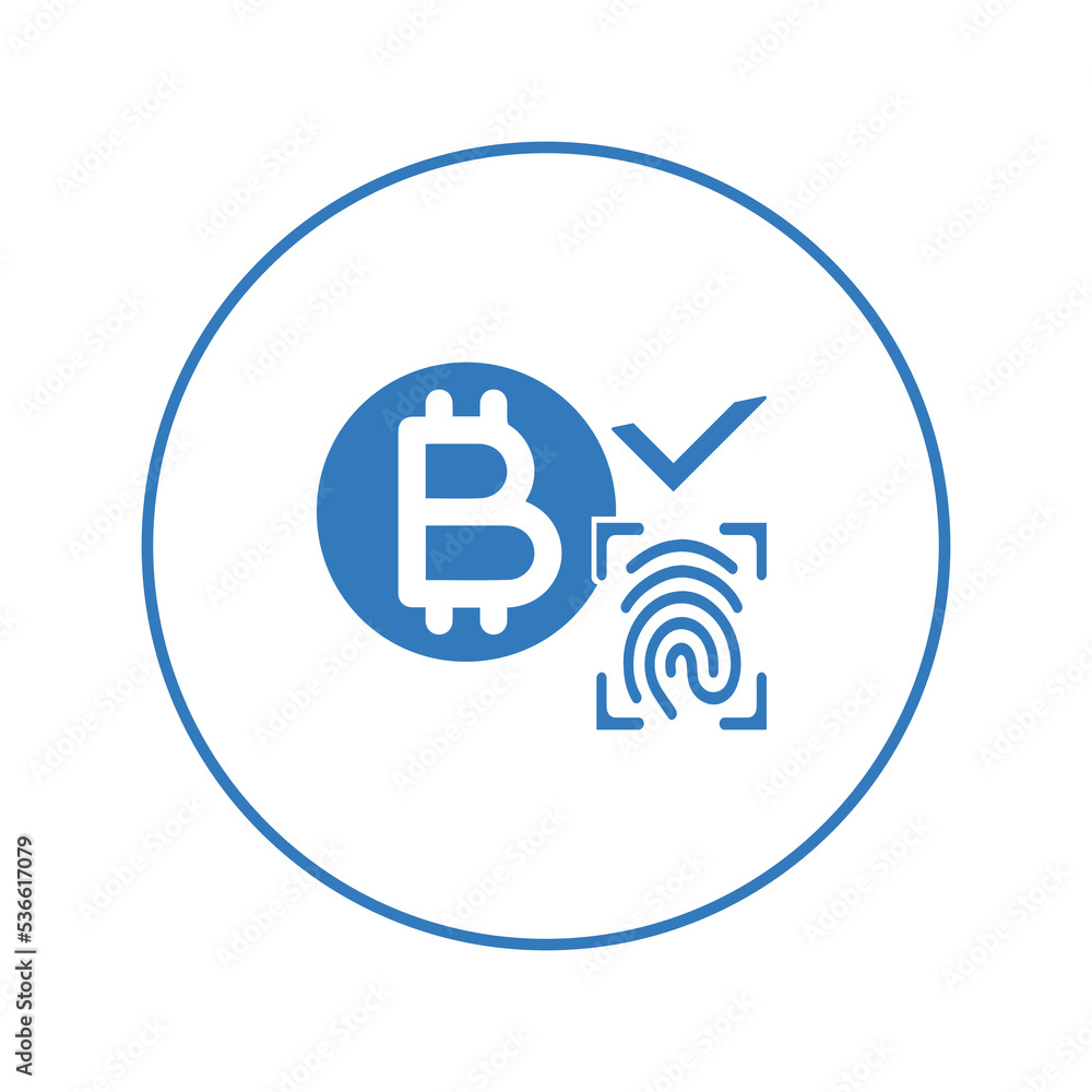 Crypto bitcoin fingerprint scan icon | Circle version icon | Crypto bitcoin fingerprint scan icon | Circle version icon |