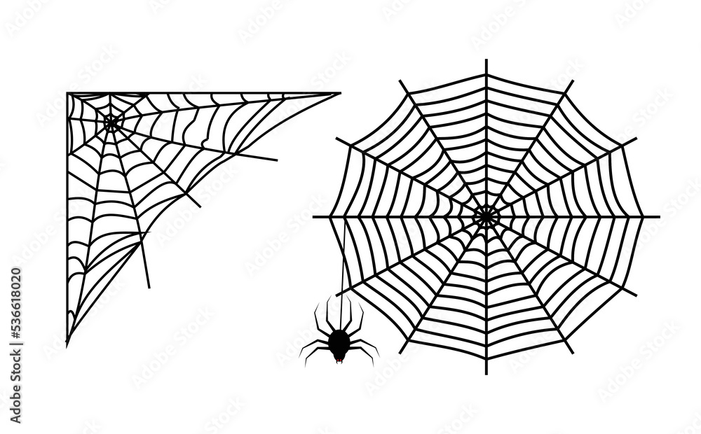 Fototapeta premium Cartoon Illustration Spider Web and Spiders Vector 