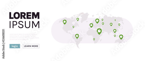 Electric cars charging station pin and zero emission transport concept flat vector illustration.
