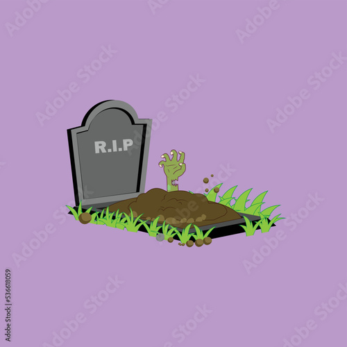 zombies coming out of graveyard halloween cartoon