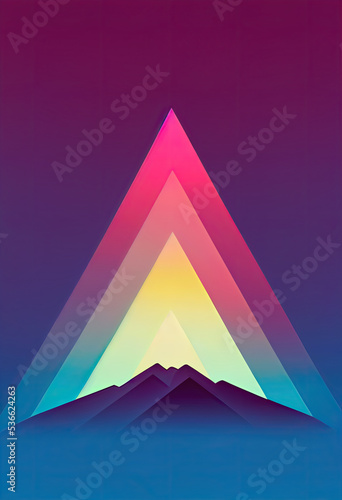 Glowing blue pink neon glowing abstract triangle background.