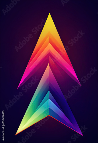 Glowing blue pink neon glowing abstract triangle background.