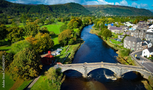 Pont Fawr (Great Bridge) is also known as the Shaking Bridge. Located in the village of Llanrwst in North Wales. photo