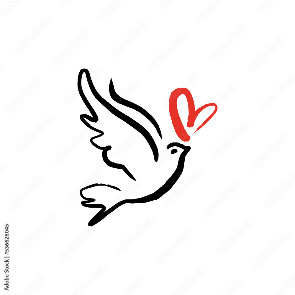 Line art dove. Flying pigeon logo drawing. Black and white vector illustration. Good for greeting card, banner, flyer and poster. Line art dove. Flying pigeon logo drawing. Black and white vector illustration. Good for greeting card, banner, flyer and poster.