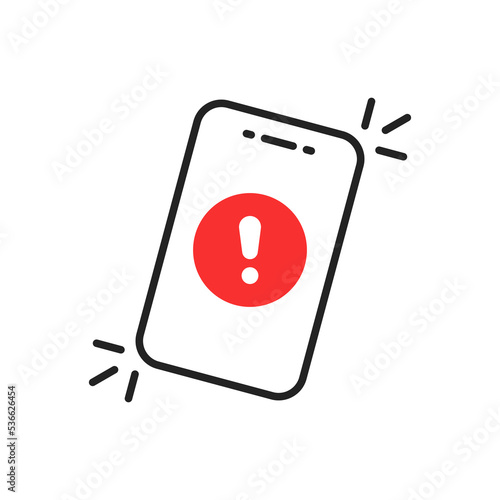 exclamation mark on thin line phone like alert