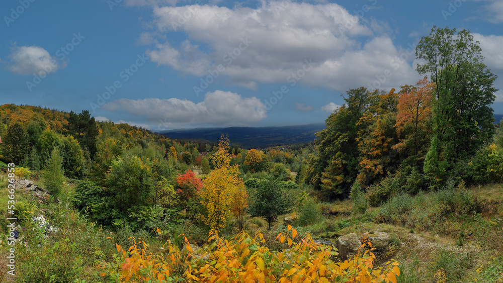 picturesque nature in autumn. szklarska poreba, karkonosze, poland