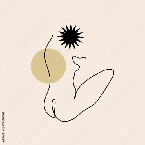 Divine celestial goddess vector clipart illustration, boho sacred magic woman, freedom mystical symbol. Flat holistic healing meditation Reiki New Age concept. Modern abstract silhouette. Hippie