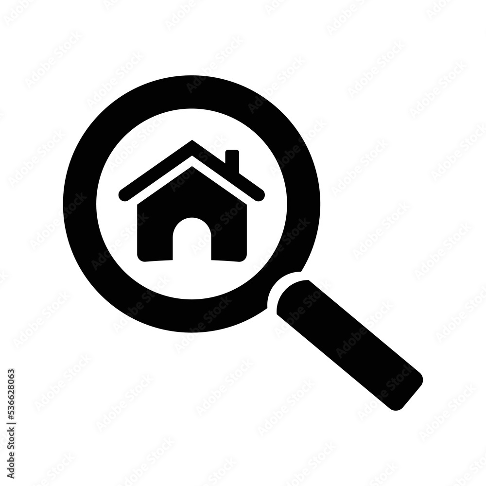 Real estate search glass icon | Black Vector illustration | Real estate search glass icon | Black Vector illustration |