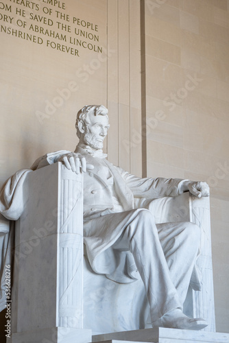Washington, DC - March 15 2022: Lincoln Statue at the Lincoln Memorial