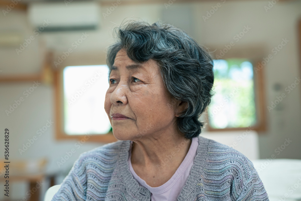 Fototapeta premium 不安そうなシニア女性