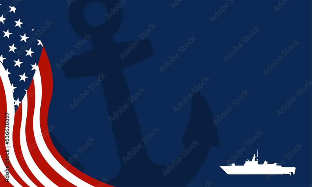 U.S. Navy Birthday Background with War Ship Icon and blue color
