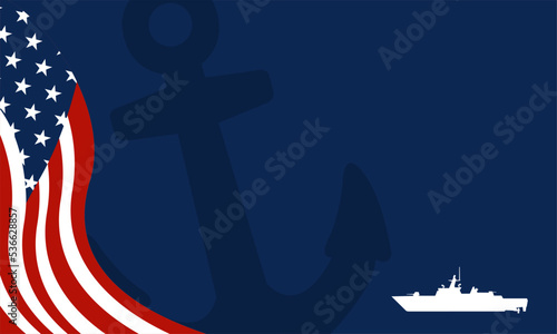 Wallpaper Mural U.S. Navy Birthday Background with War Ship Icon and blue color. Suitable to use on U.S. Navy Birthday event Torontodigital.ca