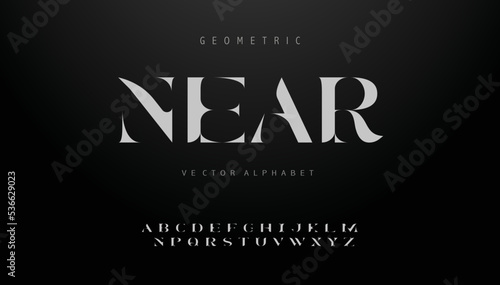  NEAR Sports minimal tech font letter set. Luxury vector typeface for company. Modern gaming fonts logo design.