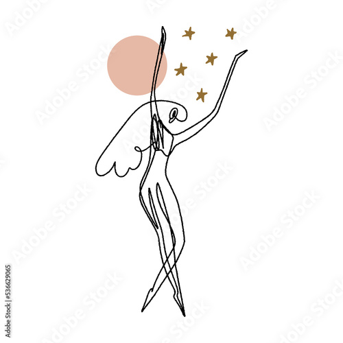 Divine celestial goddess vector clipart illustration, boho sacred magic woman, freedom mystical symbol. Flat holistic healing meditation Reiki New Age concept. Modern abstract silhouette. Hippie