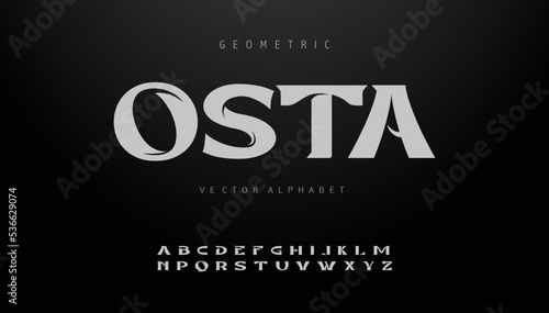 OSTA Sports minimal tech font letter set. Luxury vector typeface for company. Modern gaming fonts logo design.