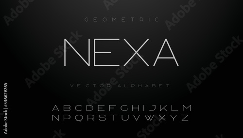 NEXA  Sports minimal tech font letter set. Luxury vector typeface for company. Modern gaming fonts logo design.