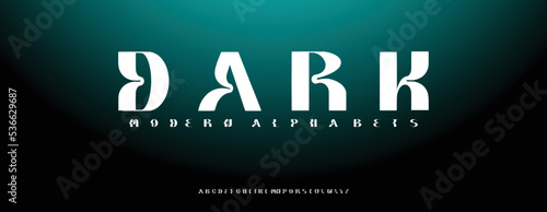 DARK  Sports minimal tech font letter set. Luxury vector typeface for company. Modern gaming fonts logo design.