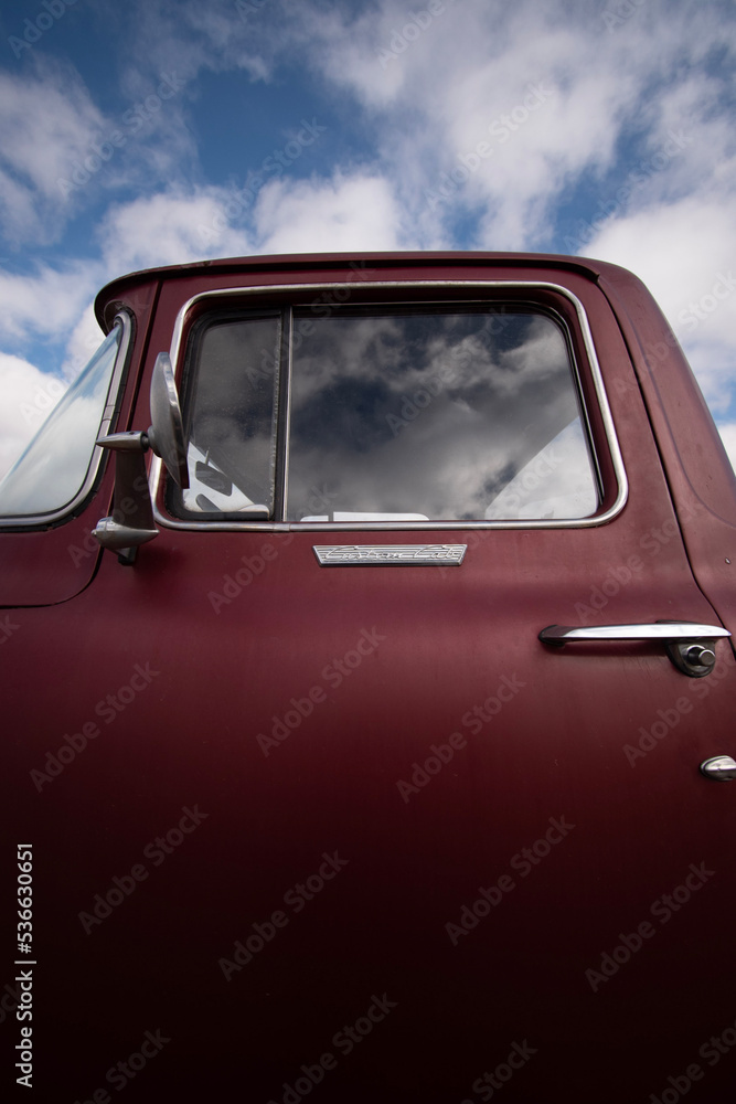 vintage truck cab on the road