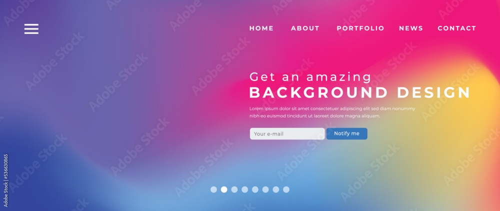 Website page gradient background vector. Modern digital wallpaper with vibrant color, fluid blurred gradient shapes. Futuristic illustration landing page design for commercial, advertising, branding.