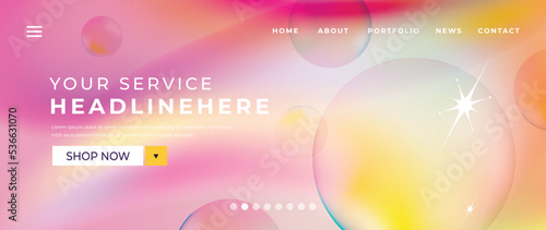 Website page gradient background vector. Modern digital wallpaper with vibrant gradient color dynamic, circle, sparkle bubble. Futuristic landing page design for commercial, advertising, branding.