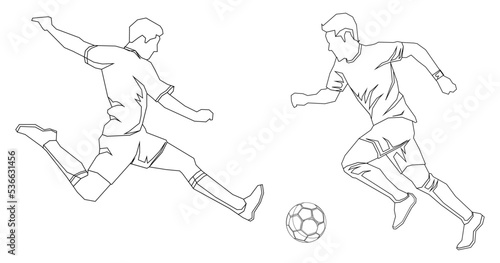 occer football players in action vector illustration sketch hand drawn with black lines isolated on white background
