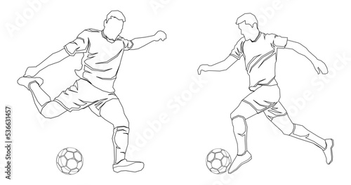 occer football players in action vector illustration sketch hand drawn with black lines isolated on white background