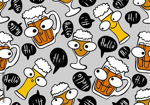 Beer seamless octoberfest pattern for wrapping paper and menu and clothes print and accessories and festive
