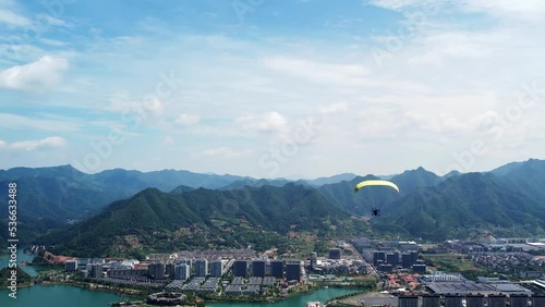 aerial view of beautiful landscape of fuchun river in hangzhou  photo